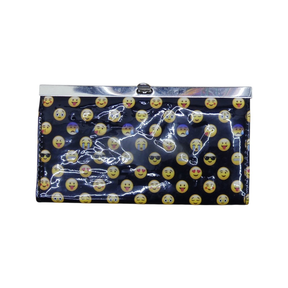 Rue21 Emoji Kiss Lock Wallet Womens OS Black NWT Patent Glossy Clutch ACC6520